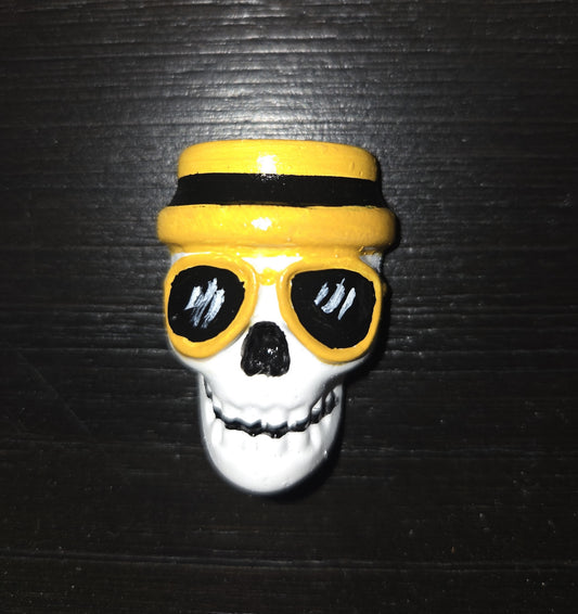 1.5"X1" yellow hat skull
